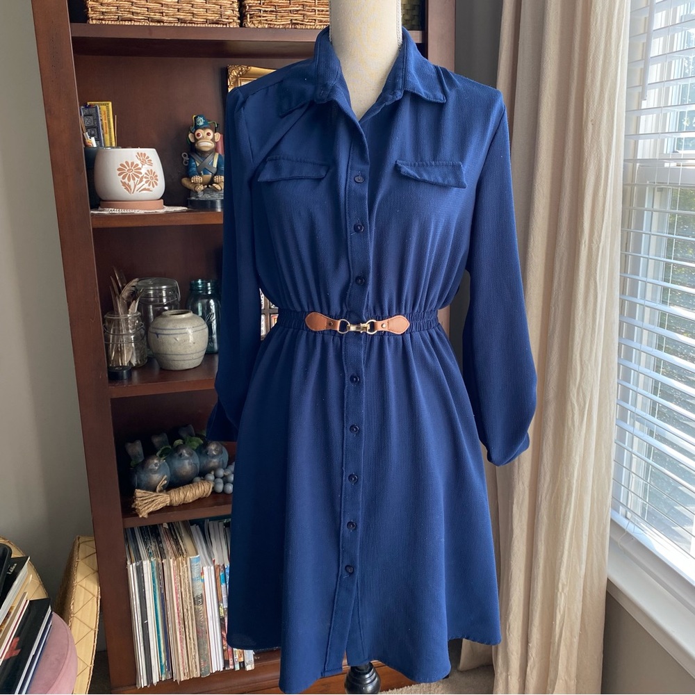 Vintage Ryan Michelle Navy Blue Dress Large